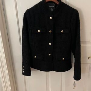 Elegant Black Women's INC Jacket with Gold Accents
